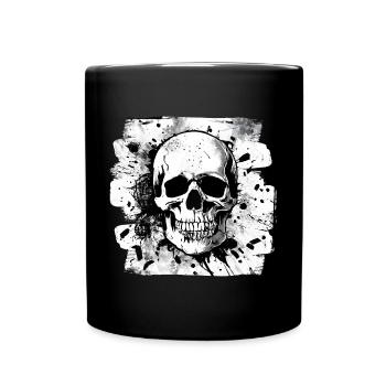 Skull Heavy Metal Rocker Tattoo - Full Colour Mug - black - Front