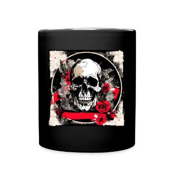 Totenschädel Tattoo Heavy Metal Rocker - Tasse einfarbig - Schwarz - Vorne