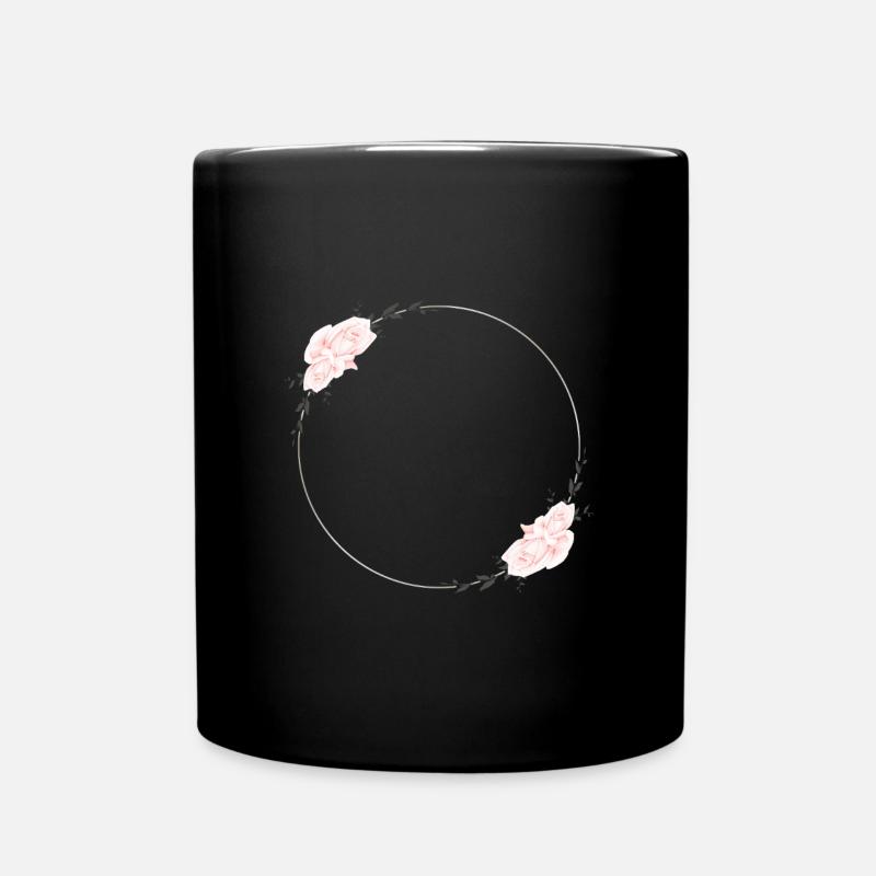 Pink Blossoms in a Circle - Edition: Wedding - Full Colour Mug - black