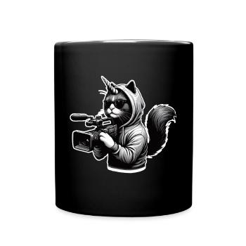 Chat licorne cadreur - Mug uni - noir - Devant
