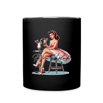 Frau Rockabilly Pina Colada Geschenk - Tasse einfarbig - Schwarz - Vorne