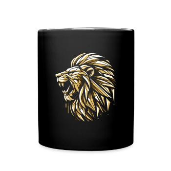 Lion rugit Or Doré Géométrique Cadeau - Mug uni - noir - Devant