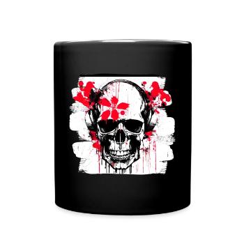 Totenschädel Splash Trash Polka Tattoo - Tasse einfarbig - Schwarz - Vorne