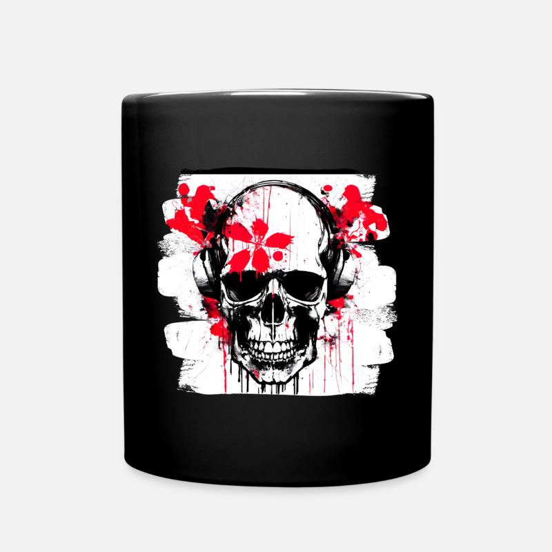 Totenschädel Splash Trash Polka Tattoo - Tasse einfarbig - Schwarz