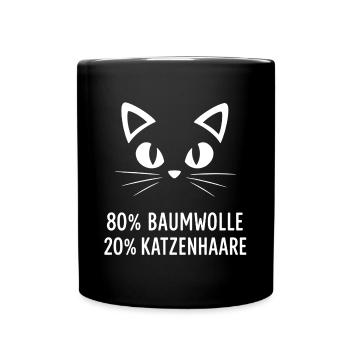 80% Baumwolle 20% Katzenhaar - Tasse einfarbig - Schwarz - Vorne