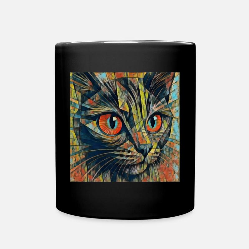 Colorful Cat's Eyes ART - Full Colour Mug - black