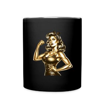 Femme Cool Fort Rockabilly Style Cadeau d’or - Mug uni - noir - Devant