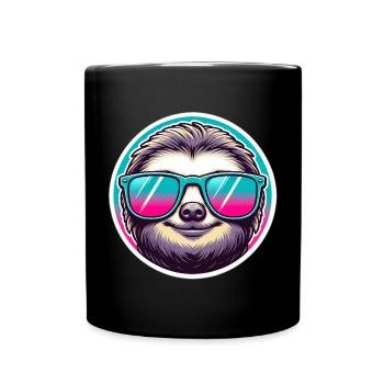 Sloth with sunglasses in pastel - Full Colour Mug - black - Front