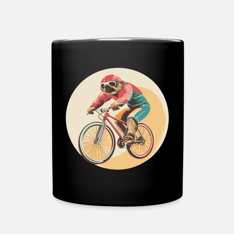 Sportliches Faultier – Lustiges Radfahrer-Design - Tasse einfarbig - Schwarz