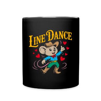 Line Dance Maus lustige Maus tanzt Linedance - Tasse einfarbig - Schwarz - Vorne
