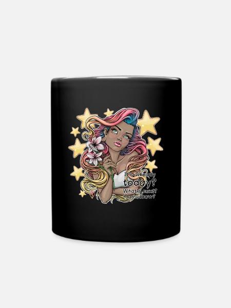 Whimsical Dreamer with Floral Accent - Full Colour Mug - black