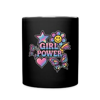 Girl Power - Buntes Y2K Regenbogen Schmetterling D - Tasse einfarbig - Schwarz - Vorne