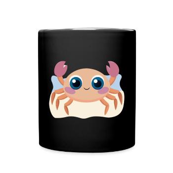 Bébé crabe joyeux sur la plage - Mug uni - noir - Devant