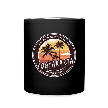 Yogyakarta Philippines Beach Palm Trees Design - Full Colour Mug - black - Front