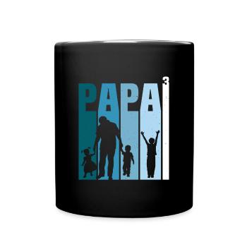 Papa und drei Kinder T-Shirt vater und 3 Söhne - Tasse einfarbig - Schwarz - Vorne