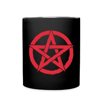 Pentagram für Atheisten und Satanisten oder Goths - Tasse einfarbig - Schwarz - Vorne