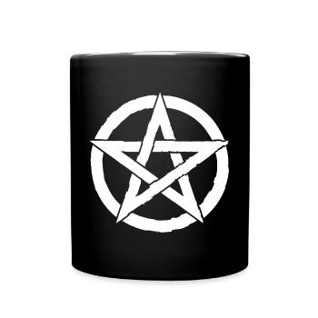 Pentagram für Atheisten und Satanisten oder Goths - Tasse einfarbig - Schwarz - Vorne