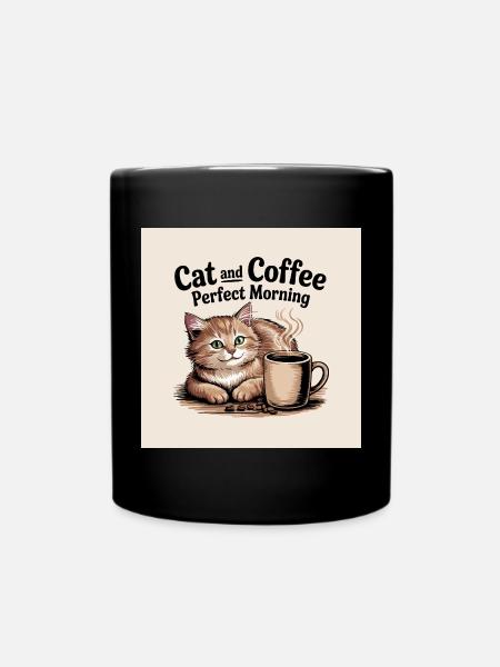 Le chat et le café sont une matinée parfaite - Mug uni - noir