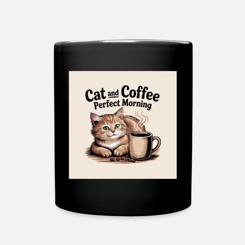 Le chat et le café sont une matinée parfaite - Mug uni - noir