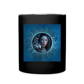 Heavenly alliance: the wolf and the beautiful woman. - Full Colour Mug - black - Front