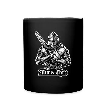 01 Mut und Ehre - Ritter im Stahl Schwert - Tasse einfarbig - Schwarz - Vorne