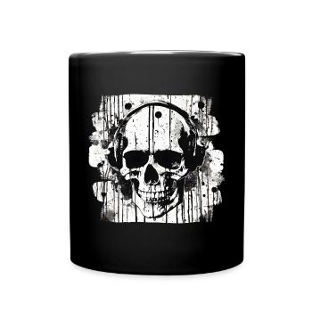 Totenschädel Splash Trash Polka Tattoo - Tasse einfarbig - Schwarz - Vorne