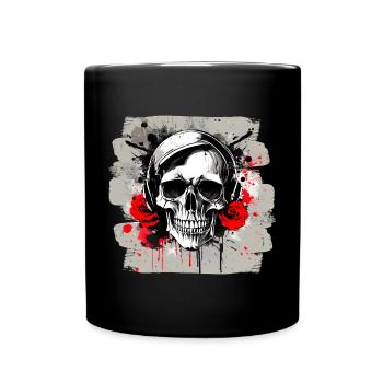 Totenschädel Tattoo Heavy Metal Rocker - Tasse einfarbig - Schwarz - Vorne
