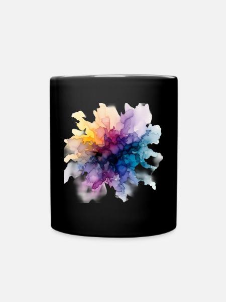 Color Explosion: Abstract Watercolor Color Frenzy - Full Colour Mug - black