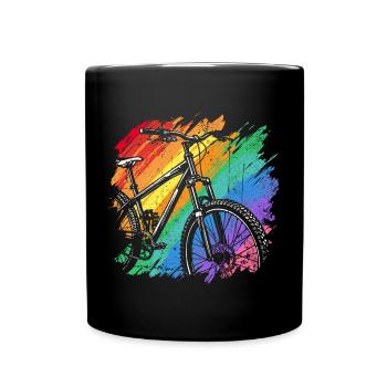 Lebendiger Fahrrad-Kunstdruck - Tasse einfarbig - Schwarz - Vorne