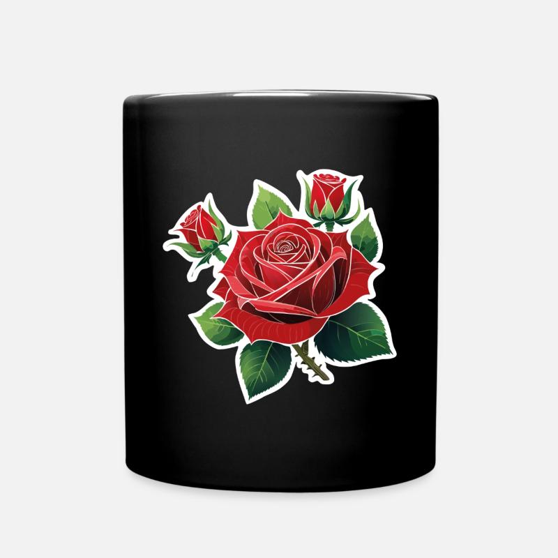 Rote Rose – Rockabilly - Tasse einfarbig - Schwarz