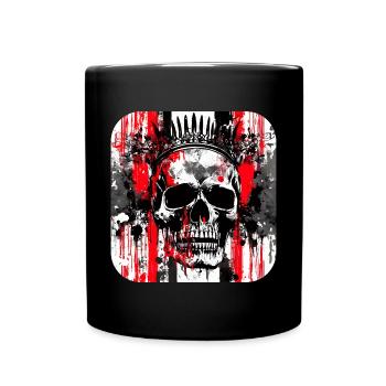 Kronenkopf Graffiti Totenkopf - Tasse einfarbig - Schwarz - Vorne
