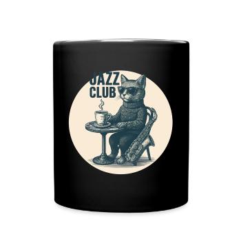 Chat de jazz cool avec saxophone - Vintage Club - Mug uni - noir - Devant