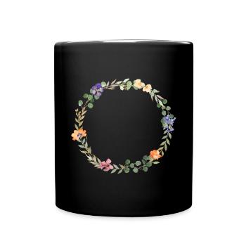 Couronne florale, personnalisable - Mug uni - noir - Devant