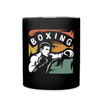 Vintage Boxing Fighter – Retro Box-Design - Tasse einfarbig - Schwarz - Vorne