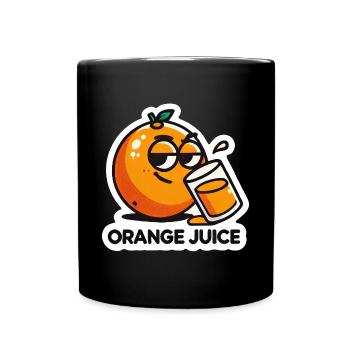 "Orange Juice" Fun Cartoon Citrus Drink - Full Colour Mug - black - Front