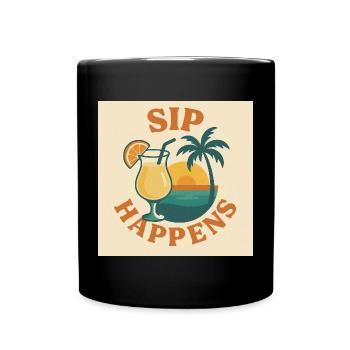 Sip Happens - Tasse einfarbig - Schwarz - Vorne