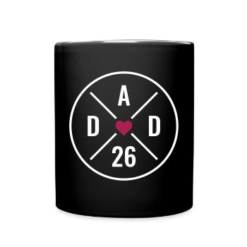Dad 26 Herz Baby Vater Vatertag Geschenk Papa 2026 - Tasse einfarbig - Schwarz - Vorne