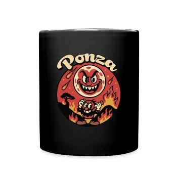 Ponza T-Shirt - Bloodmoon Funshirt - Tasse einfarbig - Schwarz - Vorne