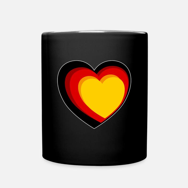 Coeur 3D en noir, rouge et or - Mug uni - noir