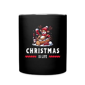 Reindeer with Wine – Christmas Vibes - Full Colour Mug - black - Front