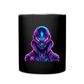 Alien aux couleurs néon vives - Mug uni - noir - Devant
