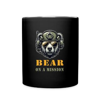 Bear in Mission / Military Design - Full Colour Mug - black - Front