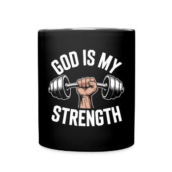 Dieu est ma force ! Croire en Jésus chrétien - Mug uni - noir - Devant