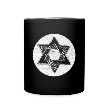 Star of David decorated in white circle - Full Colour Mug - black - Front