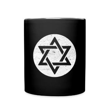 Star of David in white circle - Full Colour Mug - black - Front