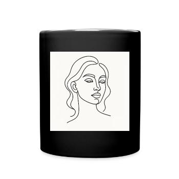 Die gezeichnete Lady - Tasse einfarbig - Schwarz - Vorne
