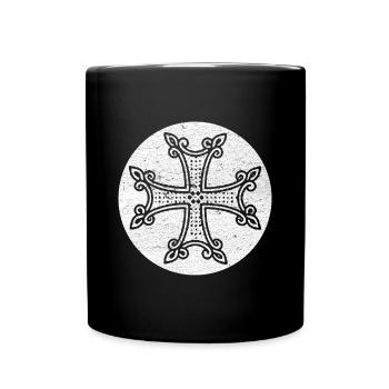 Armenian Cross in White Circle - Full Colour Mug - black - Front