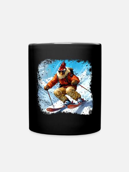 Ski Hühner - Tasse einfarbig - Schwarz