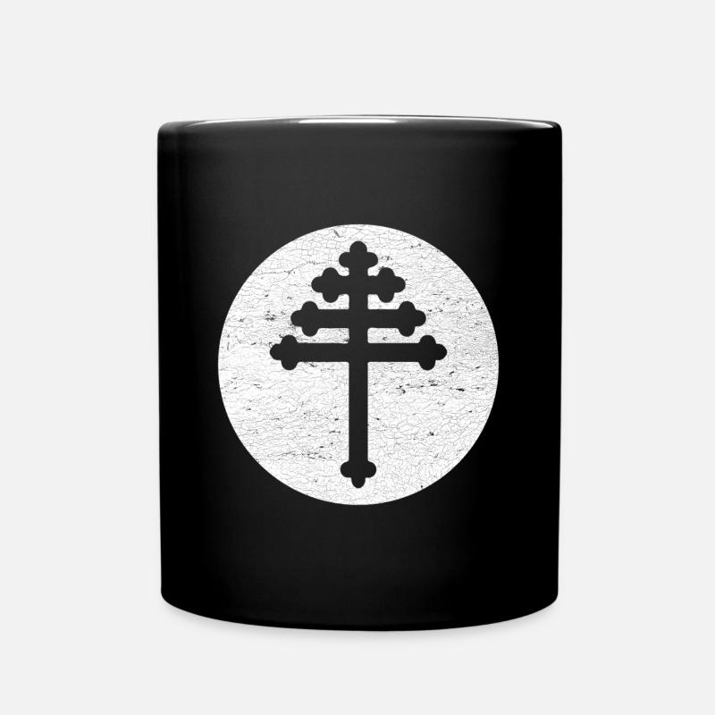 Maronite Cross in White Circle - Full Colour Mug - black