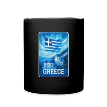 Greece Santorini Flag - Full Colour Mug - black - Front